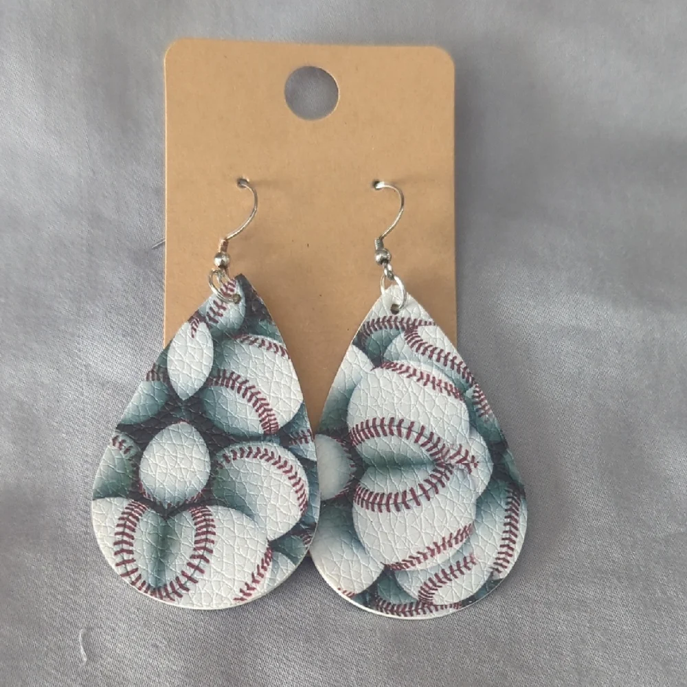 Baseball Teardrop Dangle  Earrings